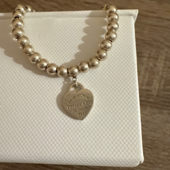 Please Return to Tiffany & Co. Blue Heart Charm Bracelet - Picture 1 of 4
